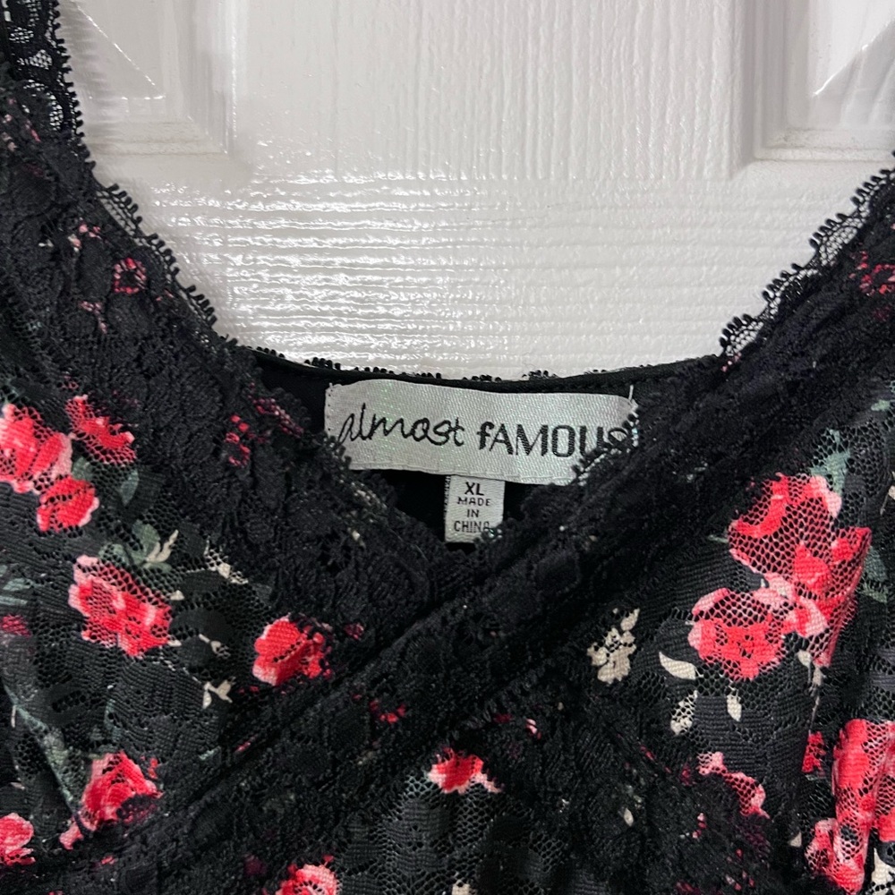 Almost Famous Black and Red Floral Dress XL - Picture 2 of 7